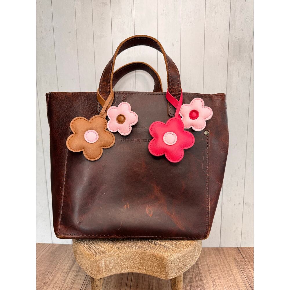 Flower Bag Charm Bundle Spring Purse Charms Set of 2 NEW Pink Brown Accessories